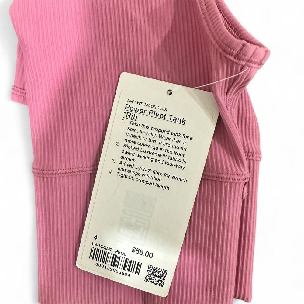 Lululemon Power Pivot Tank Top Pink Womens Size 4 Reversible NWT - Picture 3 of 3